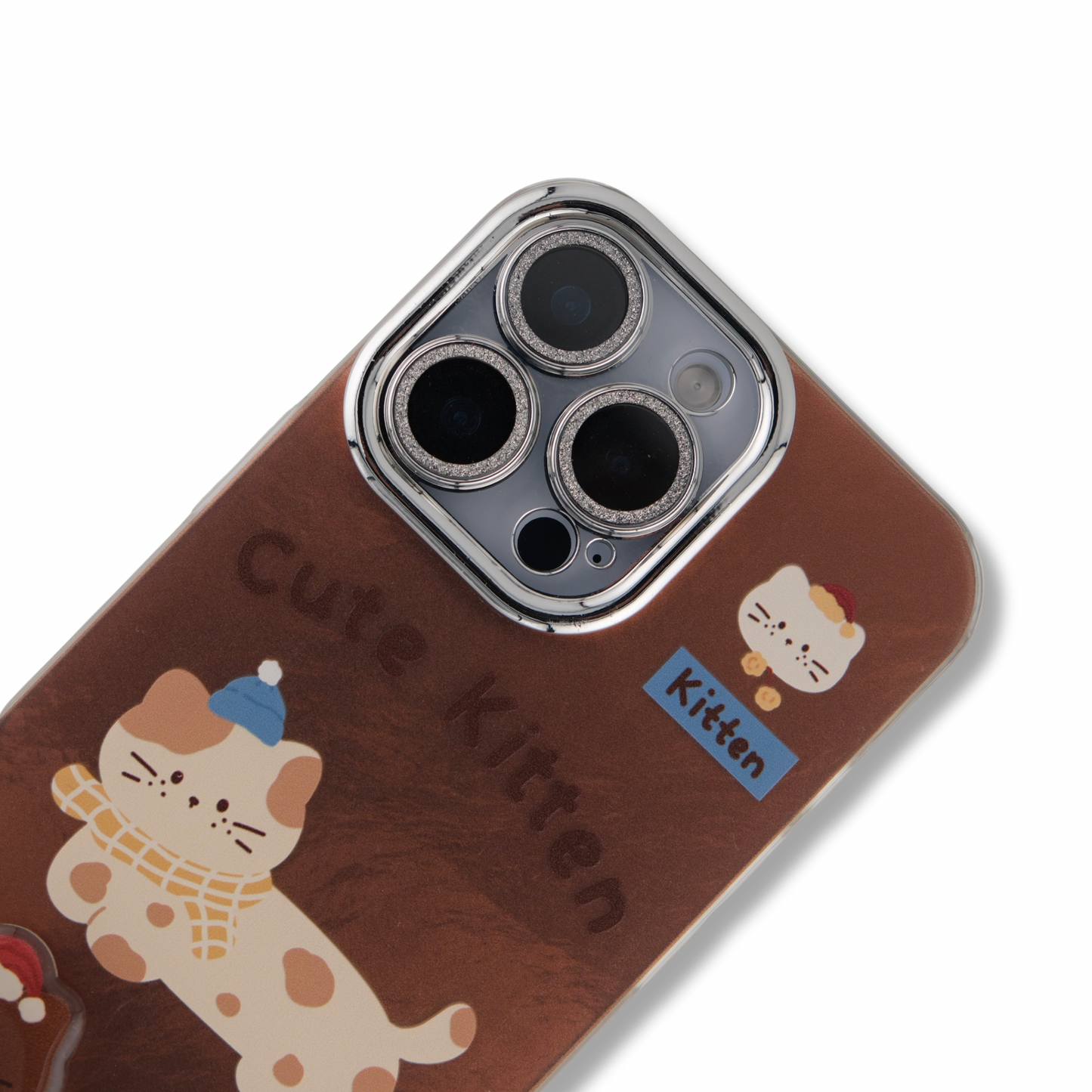 Mobile iPhone Case Cute Brown Cat With Stand