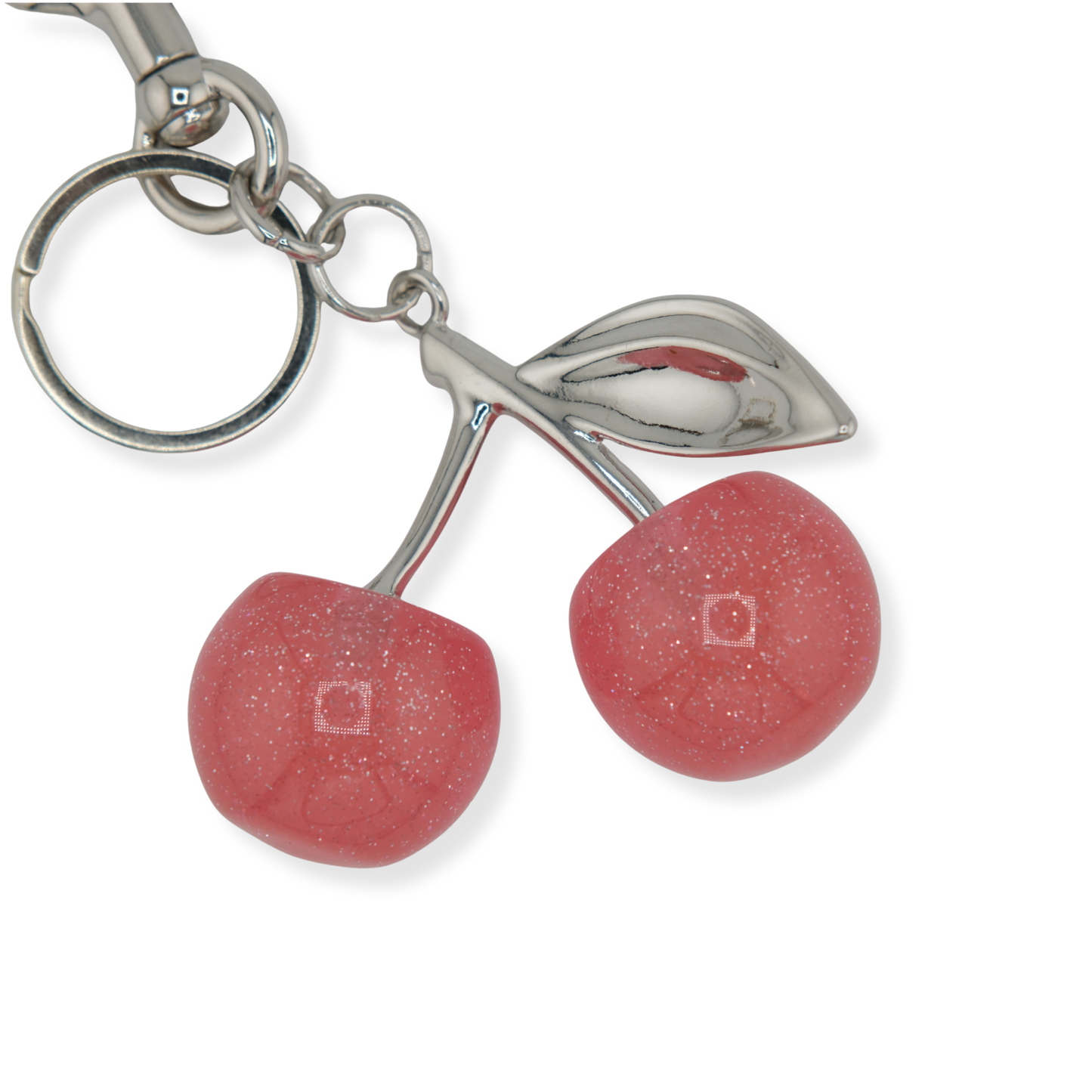 Cherry Keychain – Pink with Silver
