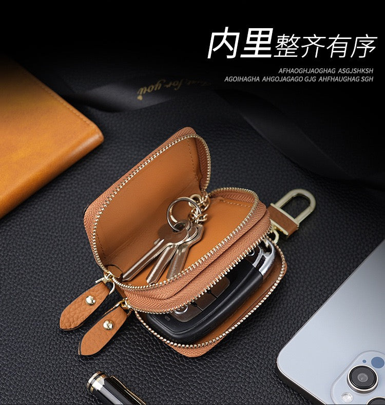 Zipper Leather Key Wallet