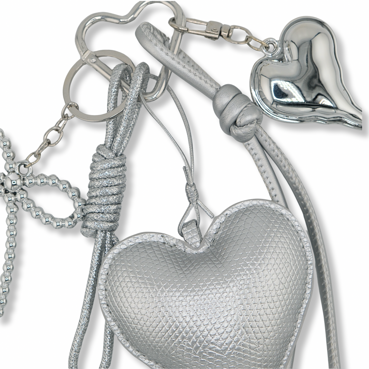 Silver Heart Star Bag Charm