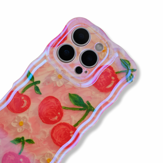 Silicone iPhone Case with Cute Cherry Print