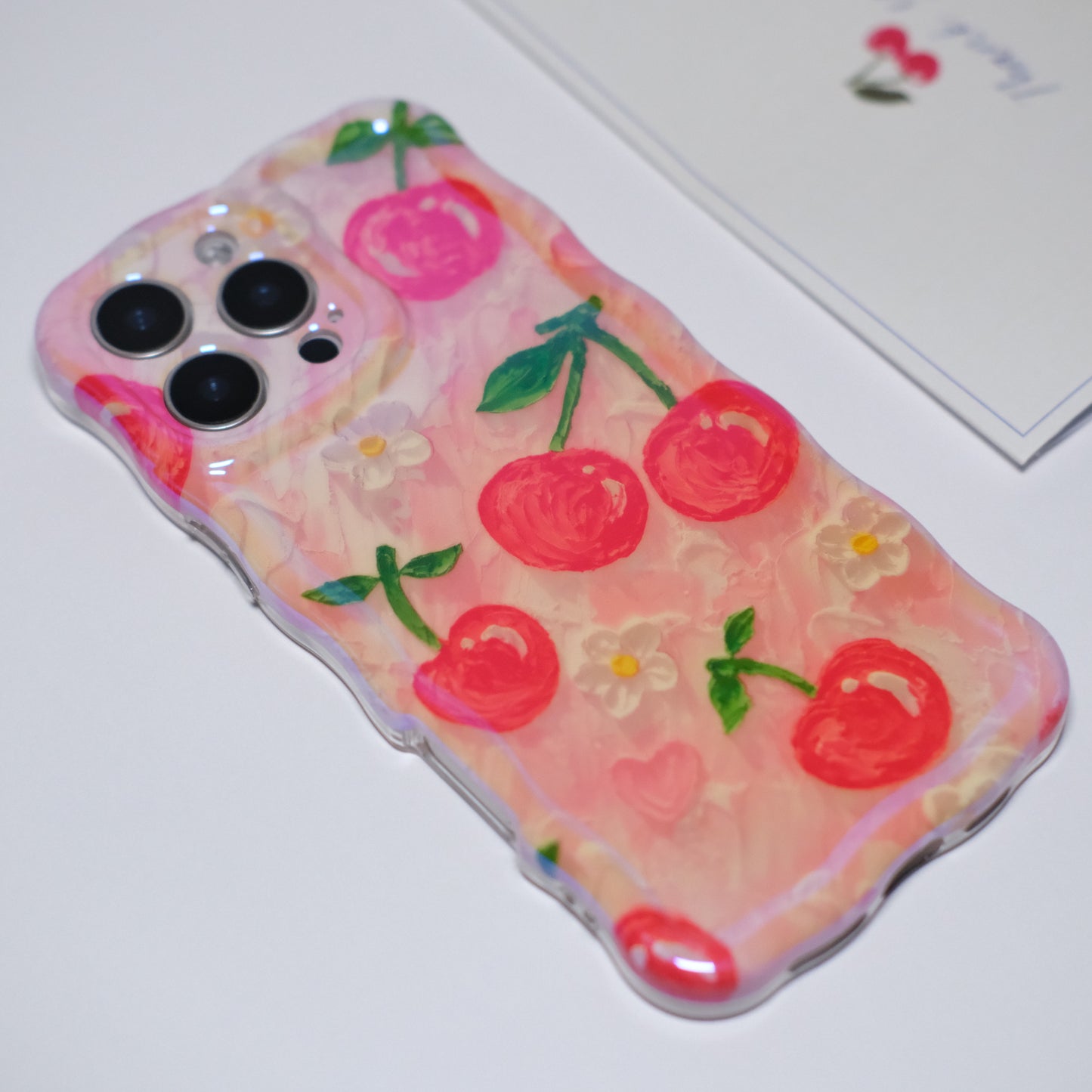 Silicone iPhone Case with Cute Cherry Print