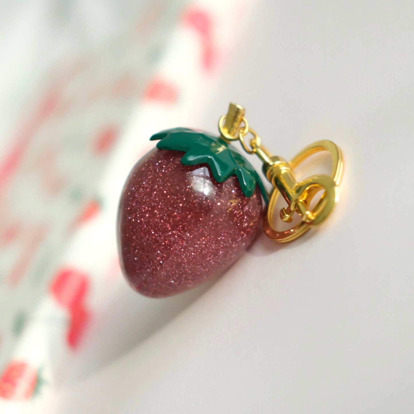 Strawberry Keychain – Red Sparkle