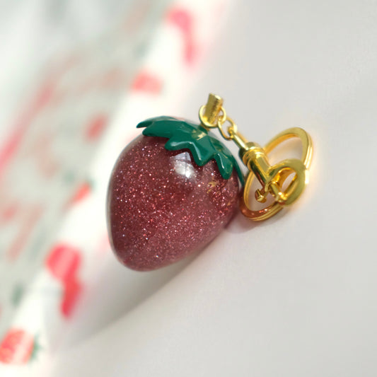 Strawberry Keychain – Red Sparkle