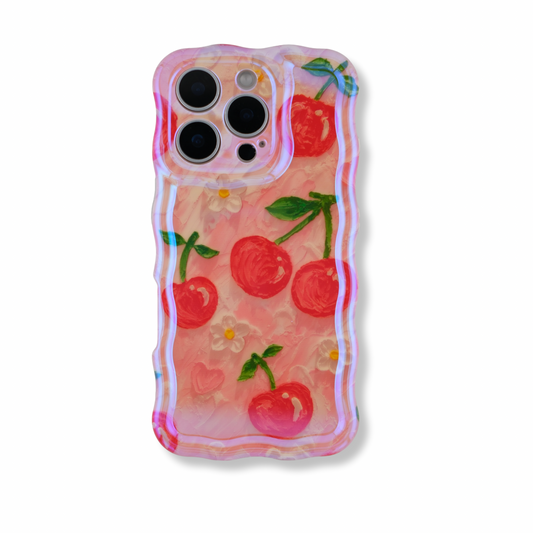 Silicone iPhone Case with Cute Cherry Print